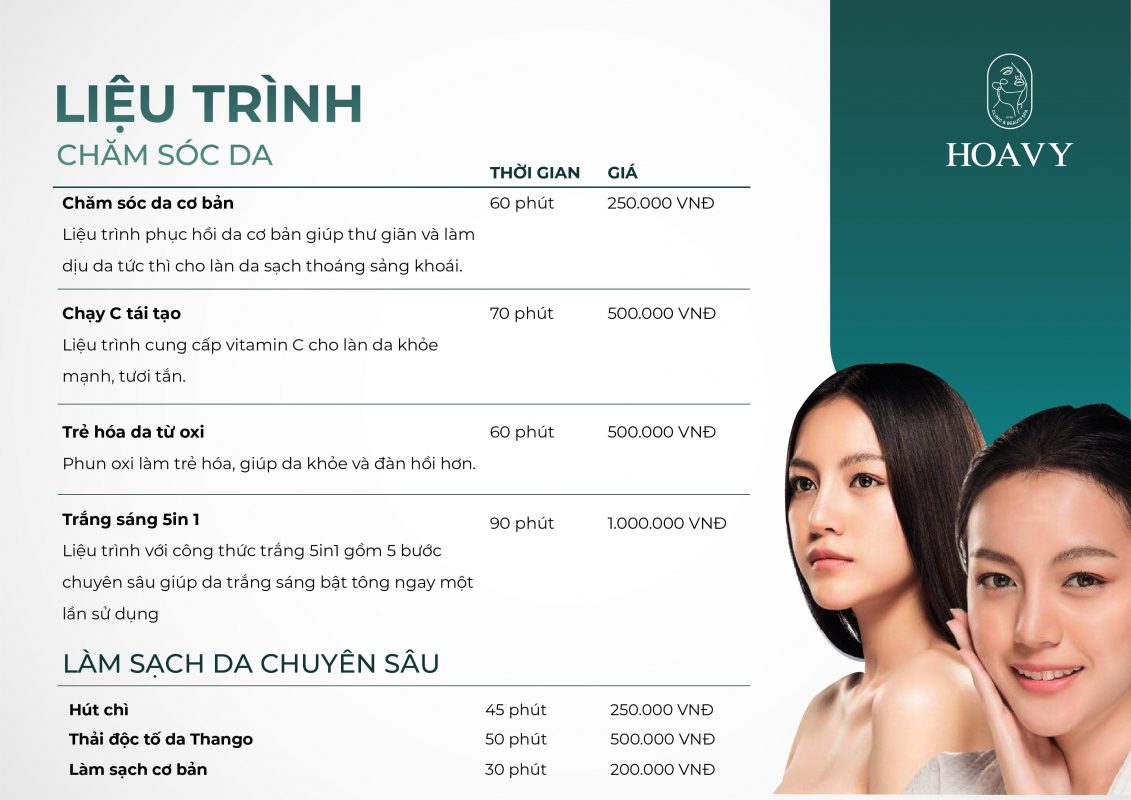 Bang gia dich vu tham my tai tham my vien hoa vy cham soc da 2