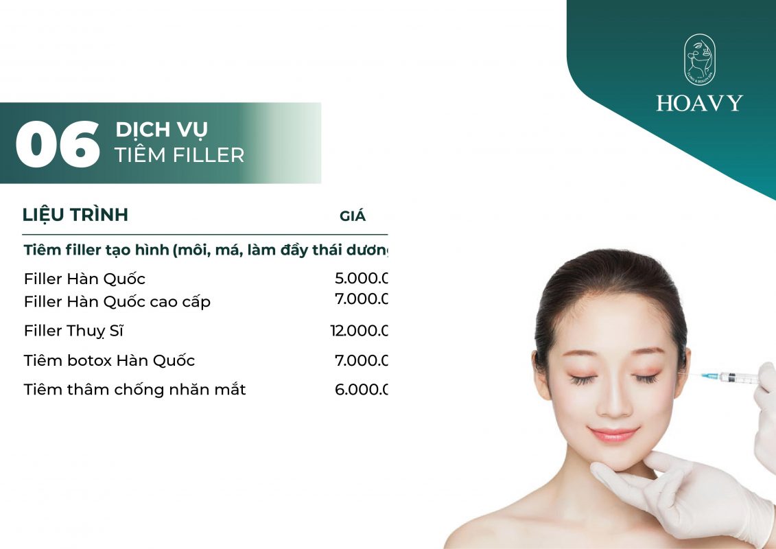 Bang gia dich vu tham my tai tham my vien hoa vy tiem filler