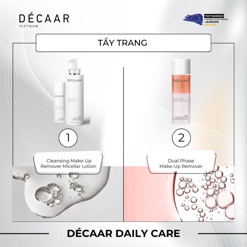 Lotion tẩy trang Décaar làm sạch dịu nhẹ, bảo vệ lớp màng ẩm tự nhiên