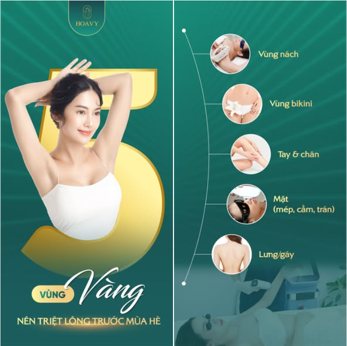 TMV Hoa Vy cam kết triệt lông triệt để tại các vùng trên cơ thể