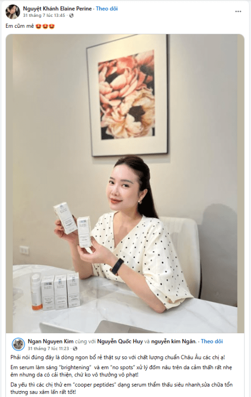 Hình ảnh khách hàng trước – sau khi sử dụng liệu trình phục hồi da sẹo mụn với Copper Peptides tại Thẩm mỹ viện Hoa Vy.